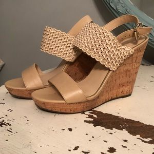 Jessica Simpson beige cork wedge sandal